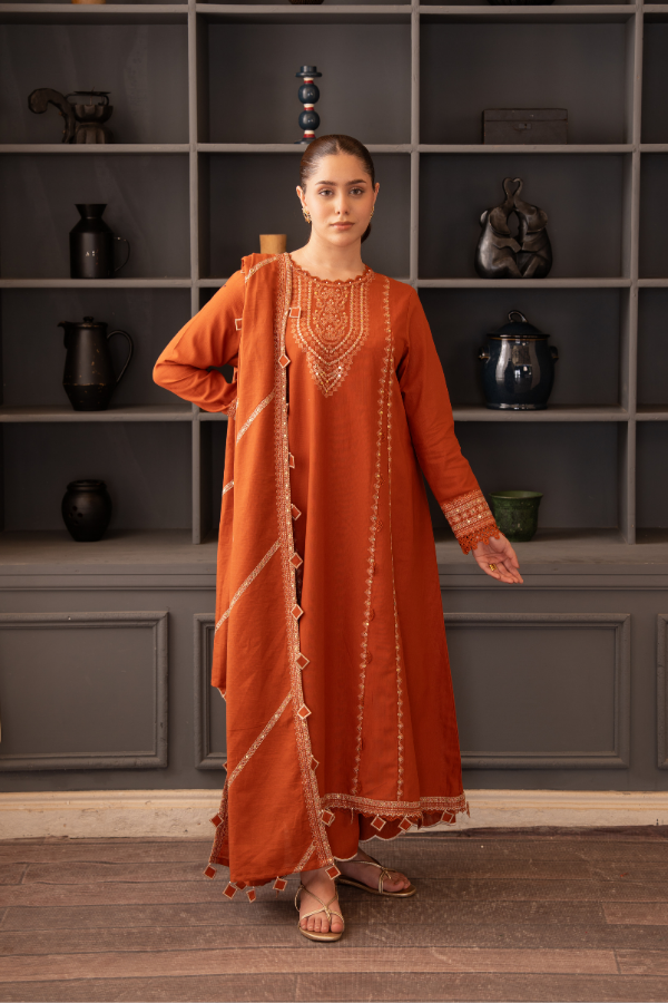 3 Piece - Embroidered Khaddar - V7 - 09