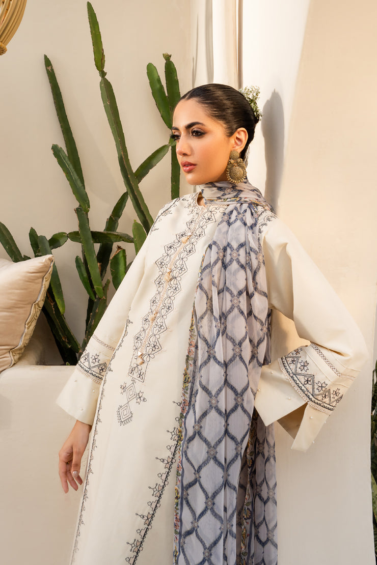 3 Piece - Embroidered Lawn Suit - Amber