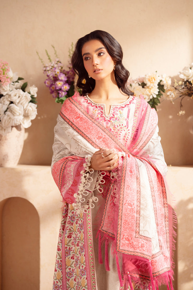 3 Piece - Printed & Embroidered Khaddar Suit - AU-04